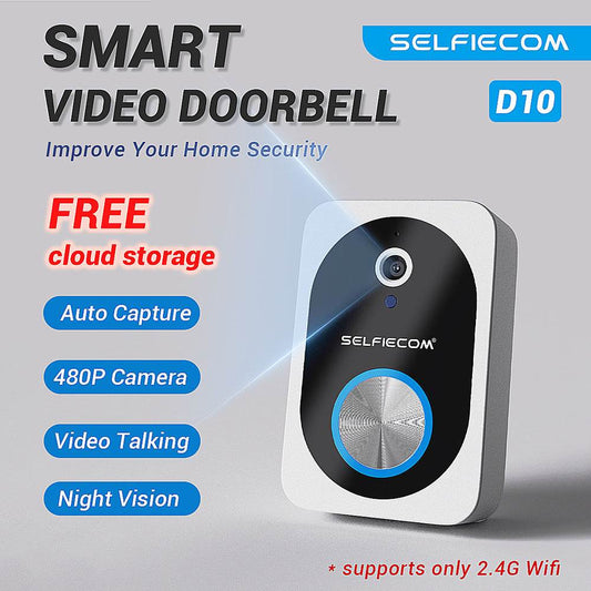 D10 Intelligent Wireless Doorbell Camera With Rechargeable Battery, Two-way Audio, 2.4G Wi Fi, APP Remote Intercom, Free Rolling Cloud Storage Built-in Battery - Velora
