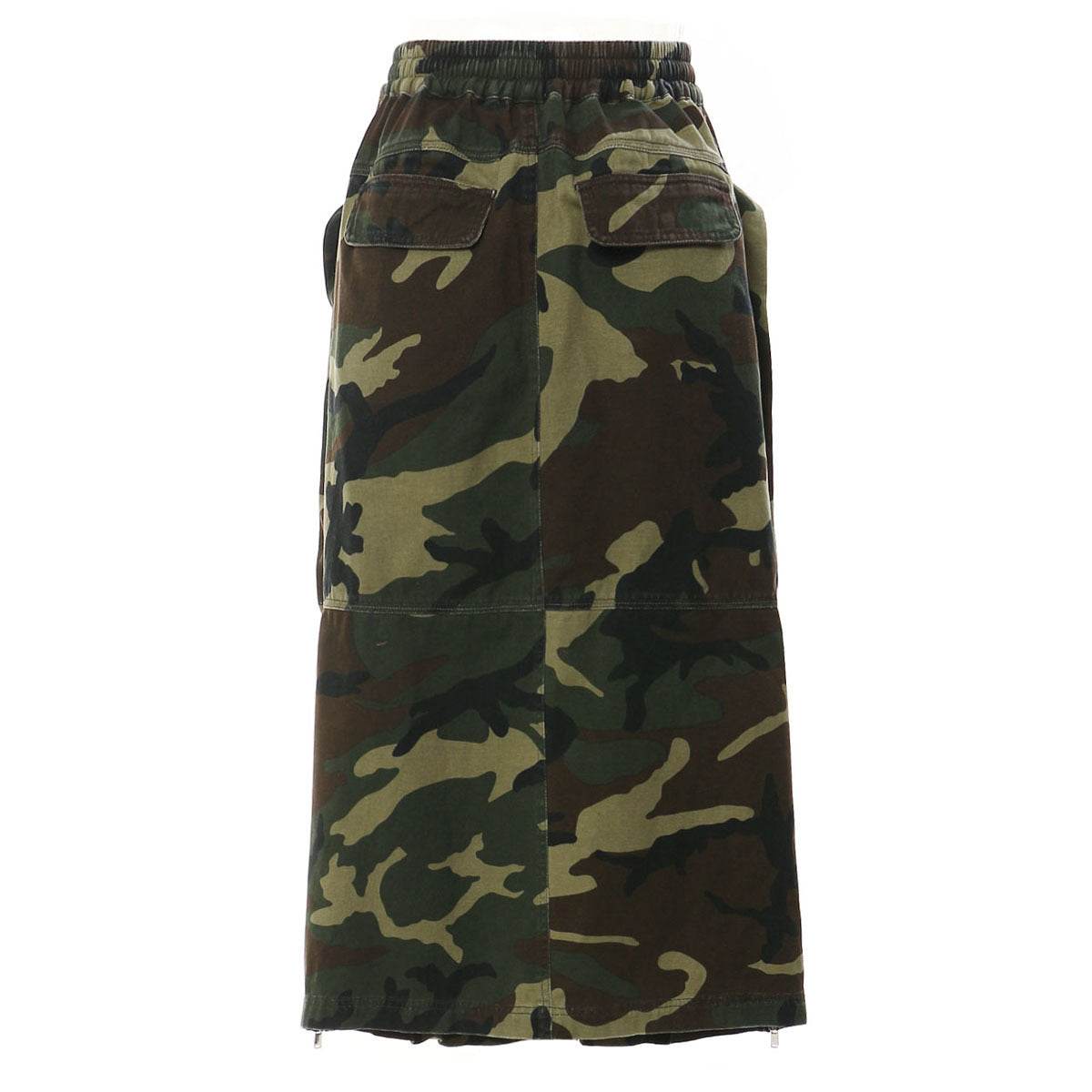 Three-dimensional Camouflage Zipper Pocket Side Slit pencil Midi Cargo Skirt - Velora