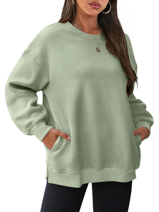 Oversized Long Sleeve Crewneck Sweatshirt - Velora