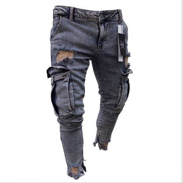 Cargo Hole Denim Jeans Men pant slim fitted - Velora