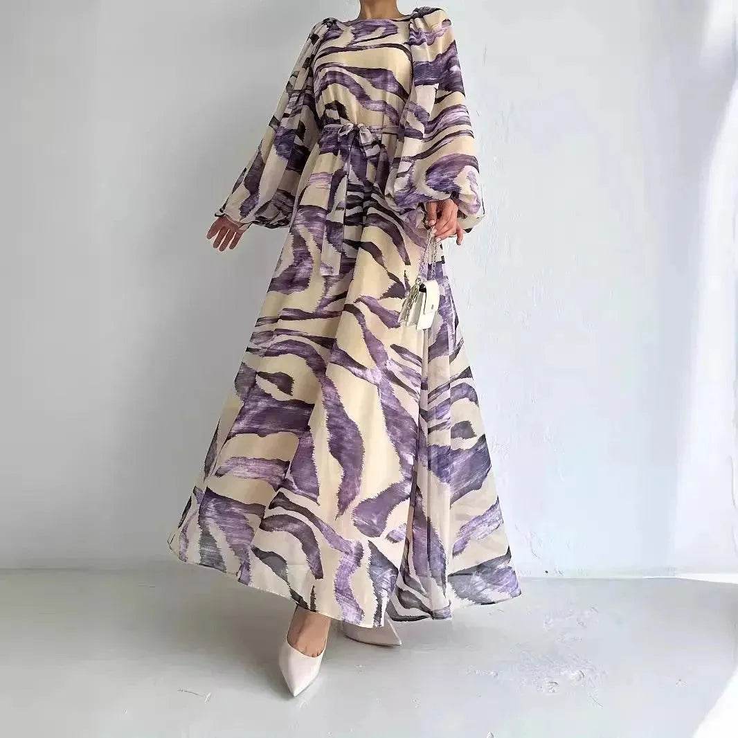 Elegant Printed Mum Long Maxi Dress - Velora