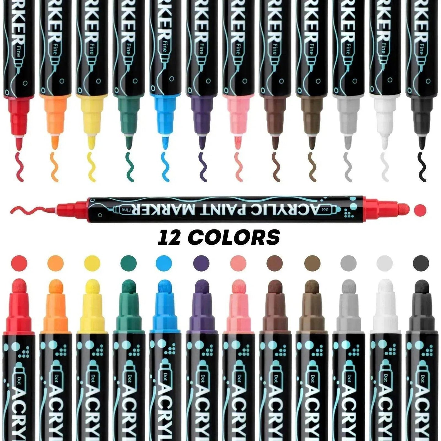 Acrylic Marker Pen Double-headed Stackable Water-based Paint Brush Paint Marker and Highlighter - Velora