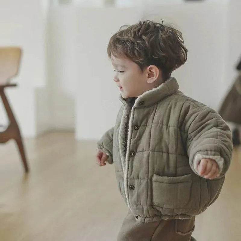 Winter Infant Fleece-lined Long Sleeve Cotton Coat - Velora