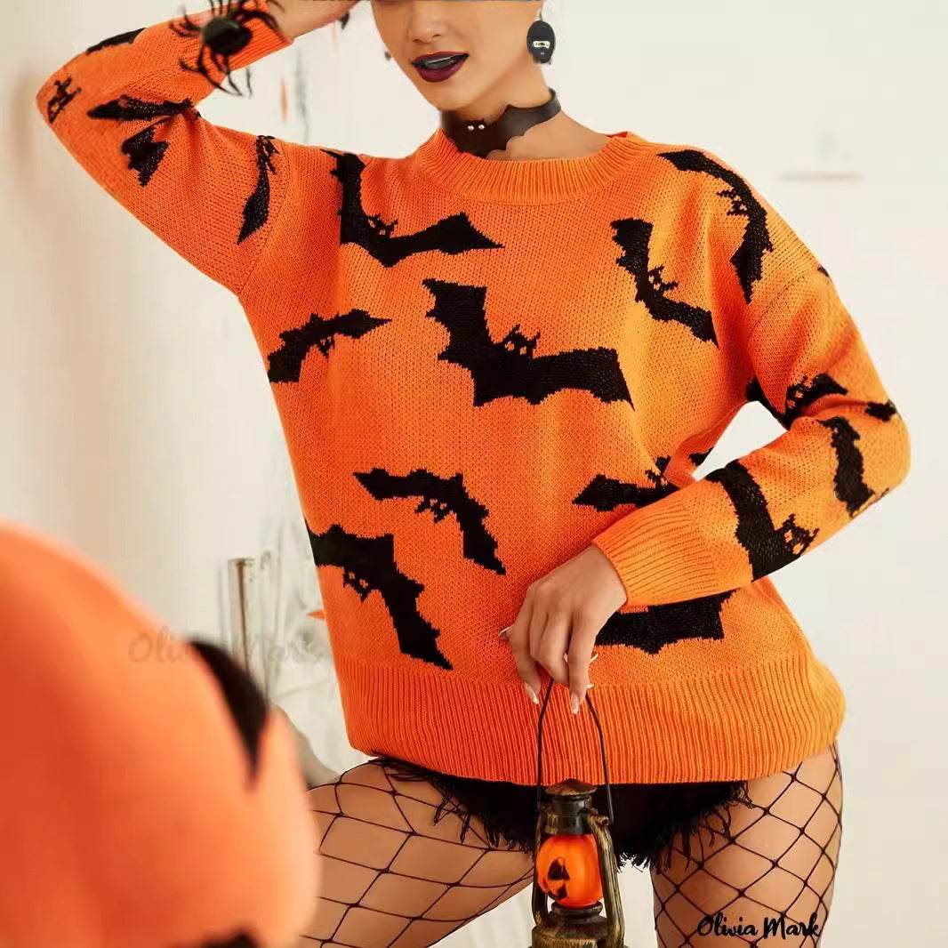Fashion Women's Wear Long Sleeve Halloween Brocade Sweater Knitted - Velora