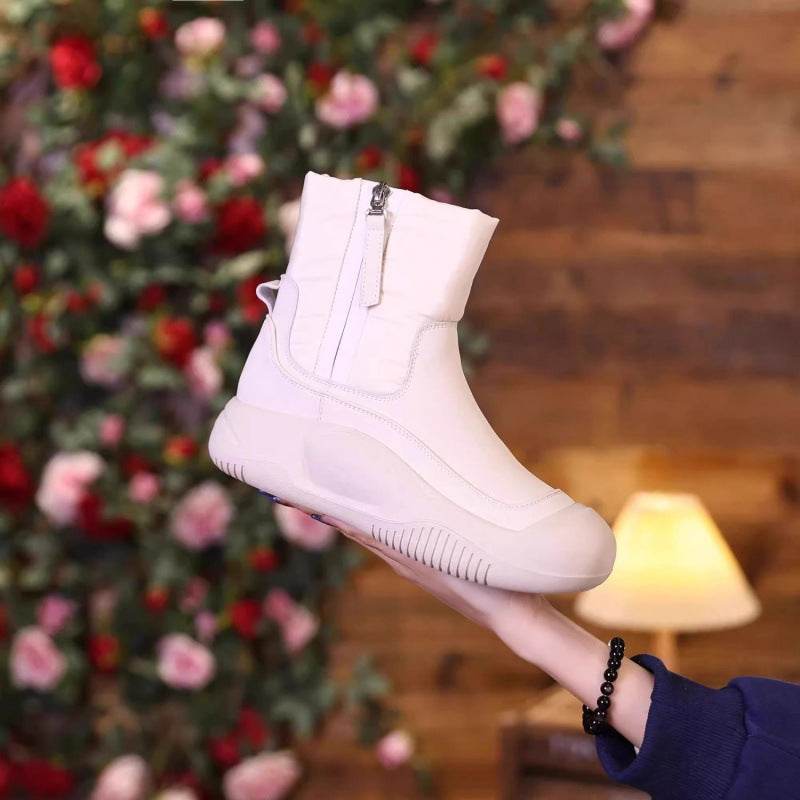 Winter Plush Snow Boots With Side Zipper Warm Thick-sole Non-slip Waterproof Short Shoes For Women - Velora