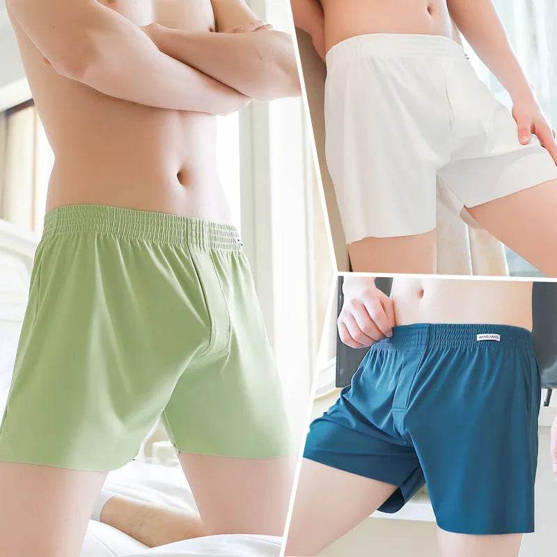 Men's Ice Silk Underwear Plus Size Loose Boxer Mid Waist - Velora