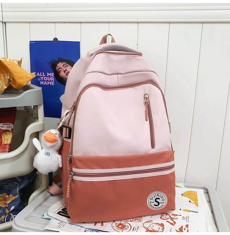 Retro Contrast Color Casual Backpack For Women - Velora