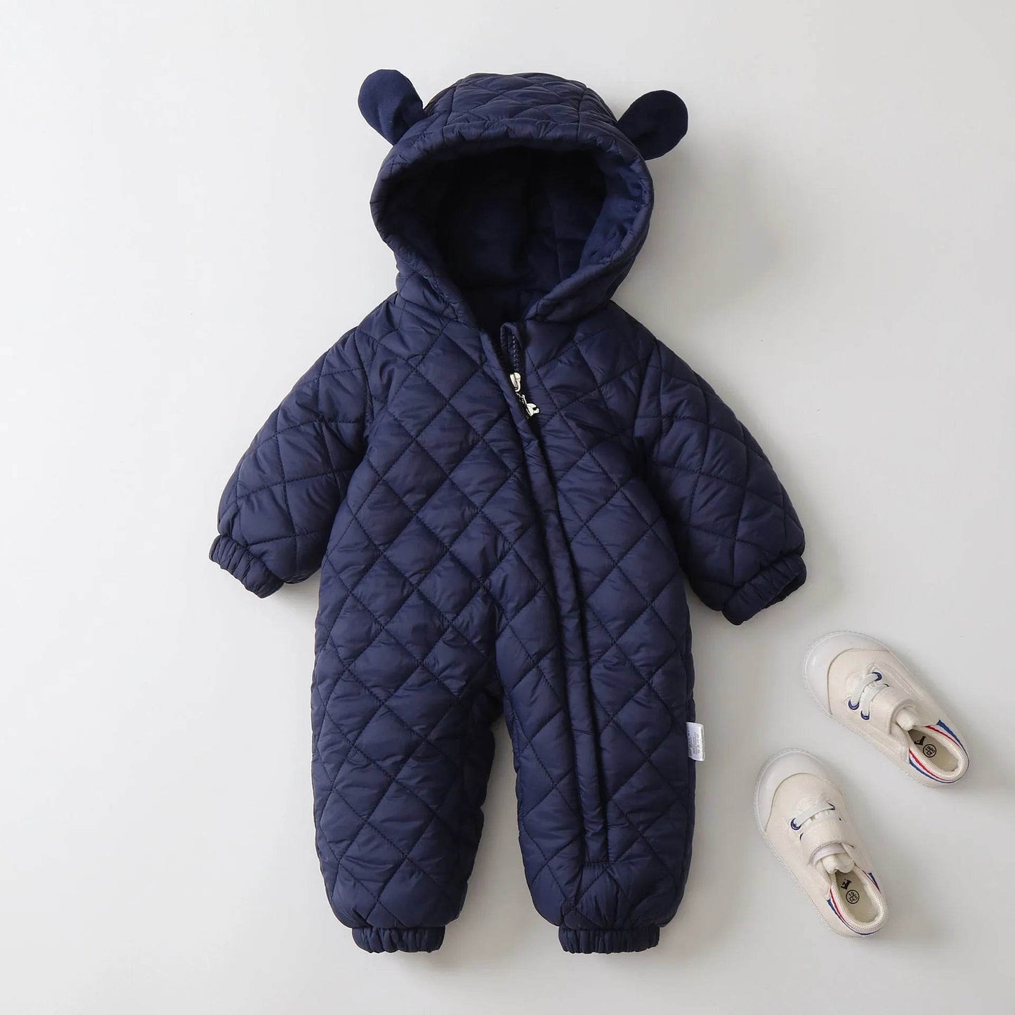 Hooded Fleece-lined Thick Baby Winter Romper Puffer Overall Jumpsuit - Velora