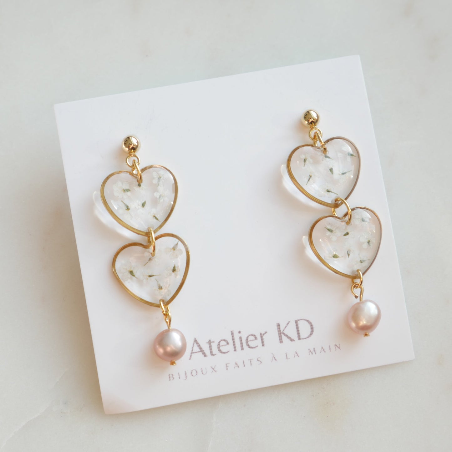 Boucles d'oreilles Perla duo - coeur - Velora