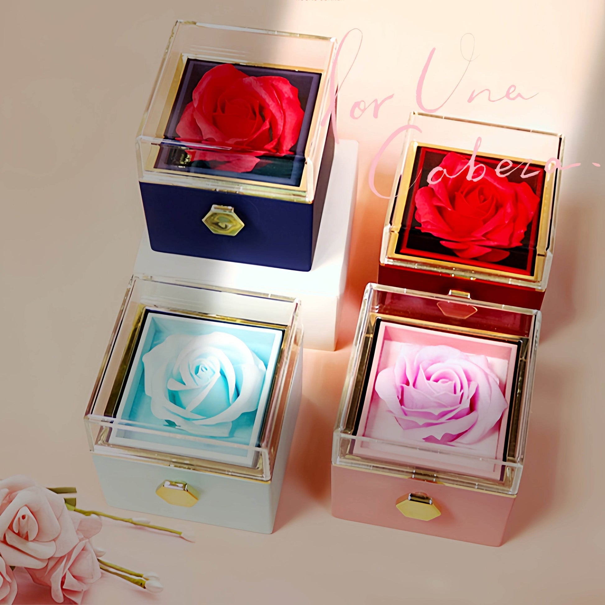 Rotating Soap Flower Rose Gift Box Creative Rotating Rose Jewelry Packaging Box Valentine's Day Gift For Women - Velora