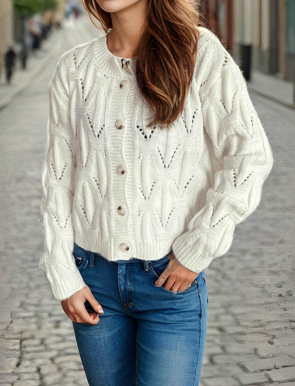 Button Knitted Cardigan Sweater Coat - Velora