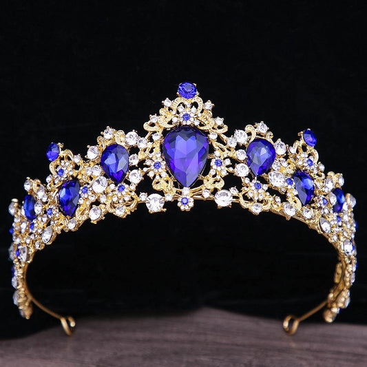 Baroque Rhinestone Crystal Bridal Crown - Velora