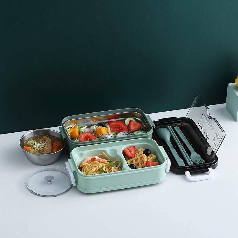 Insulated Stainless Steel Double-Layer Lunch Box for Work & School - Velora