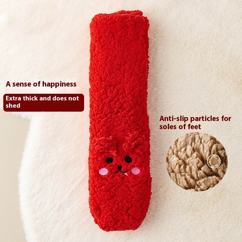 Winter Floor Socks Velvet Thicken Warm Coral Velvet Cute Socks Japanese-style Home Footwear Non-slip Socks New Year Gifts Winter Gadgets - Velora