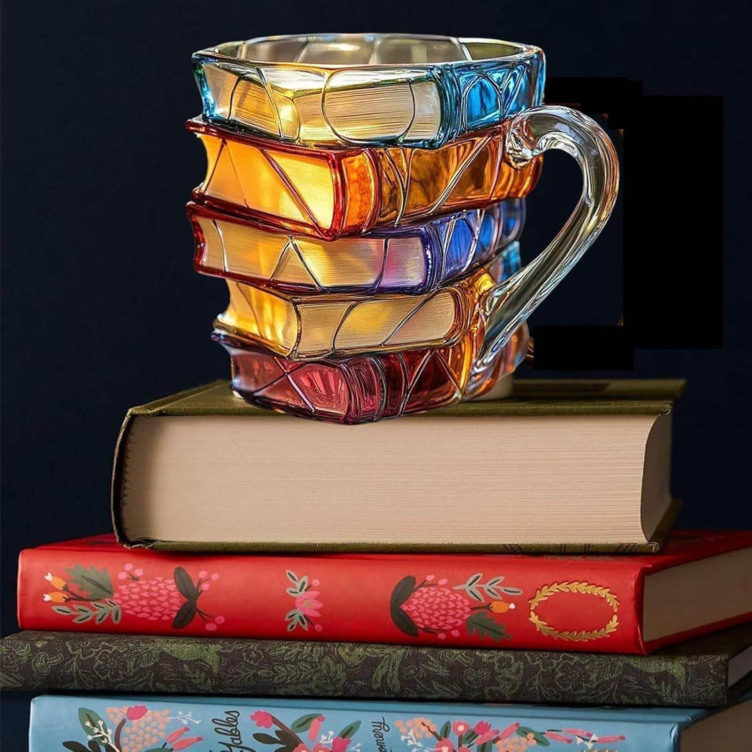 Painted Book Coffee Cup Unique Book Stacking Coffee Cup - Velora