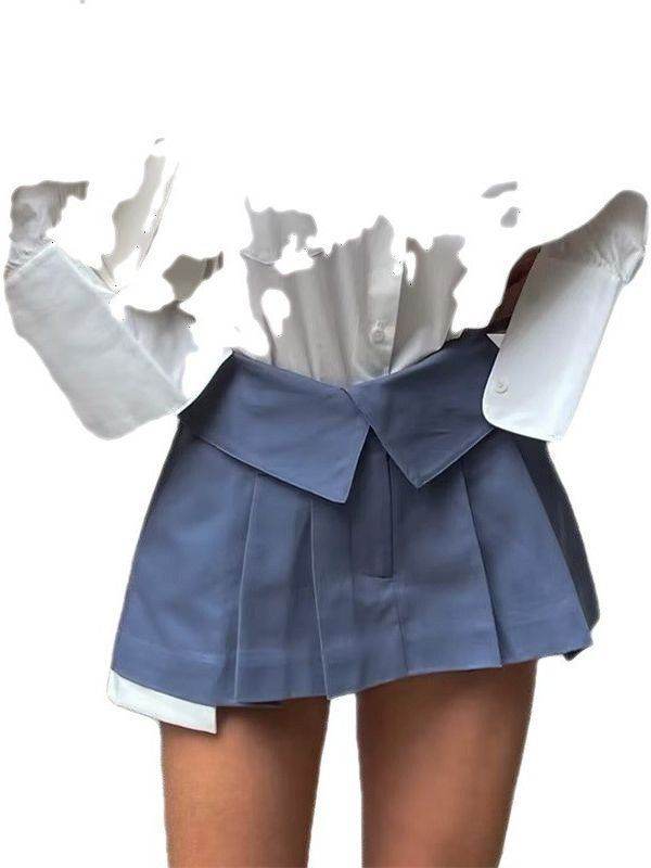 European And American Style College Style High Waist Mini Pleated Skirt