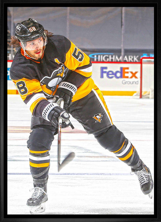 Kris Letang Pittsburgh Penguins Framed 20x29 Shooting Canvas Frameworth Sports Marketing