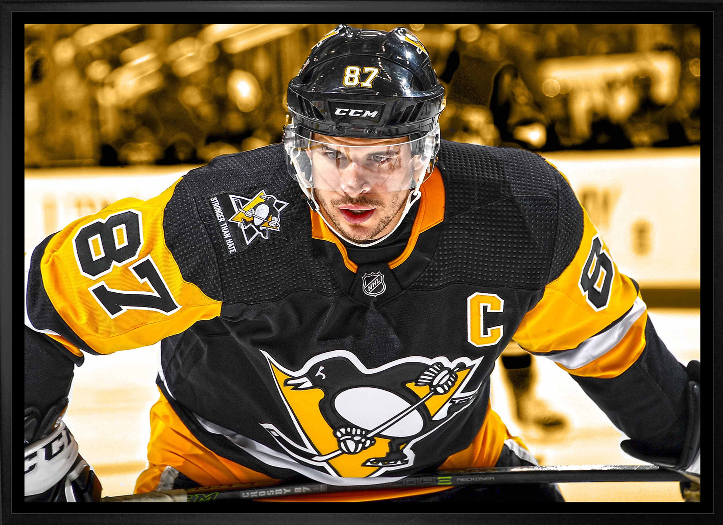 Sidney Crosby Pittsburgh Penguins Framed 20x29 Face-Off Close-Up Canvas Frameworth Sports Marketing