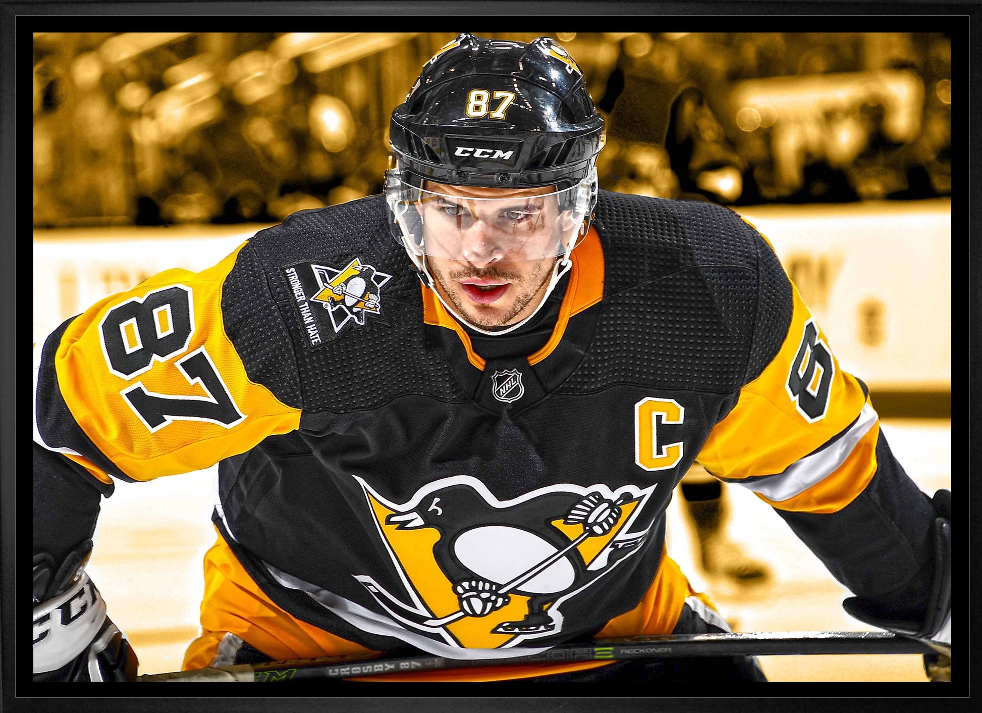 Sidney Crosby Pittsburgh Penguins Framed 20x29 Face-Off Close-Up Canvas Frameworth Sports Marketing