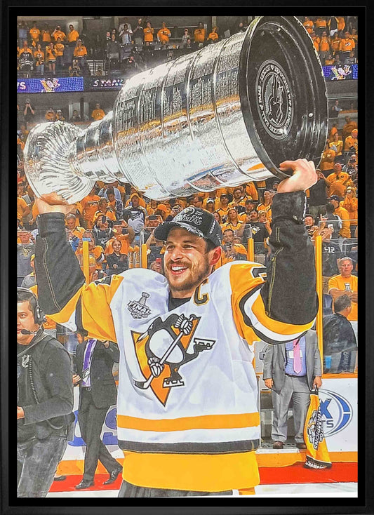 Sidney Crosby Pittsburgh Penguins Framed 20x29 Raising Cup Canvas Frameworth Sports Marketing