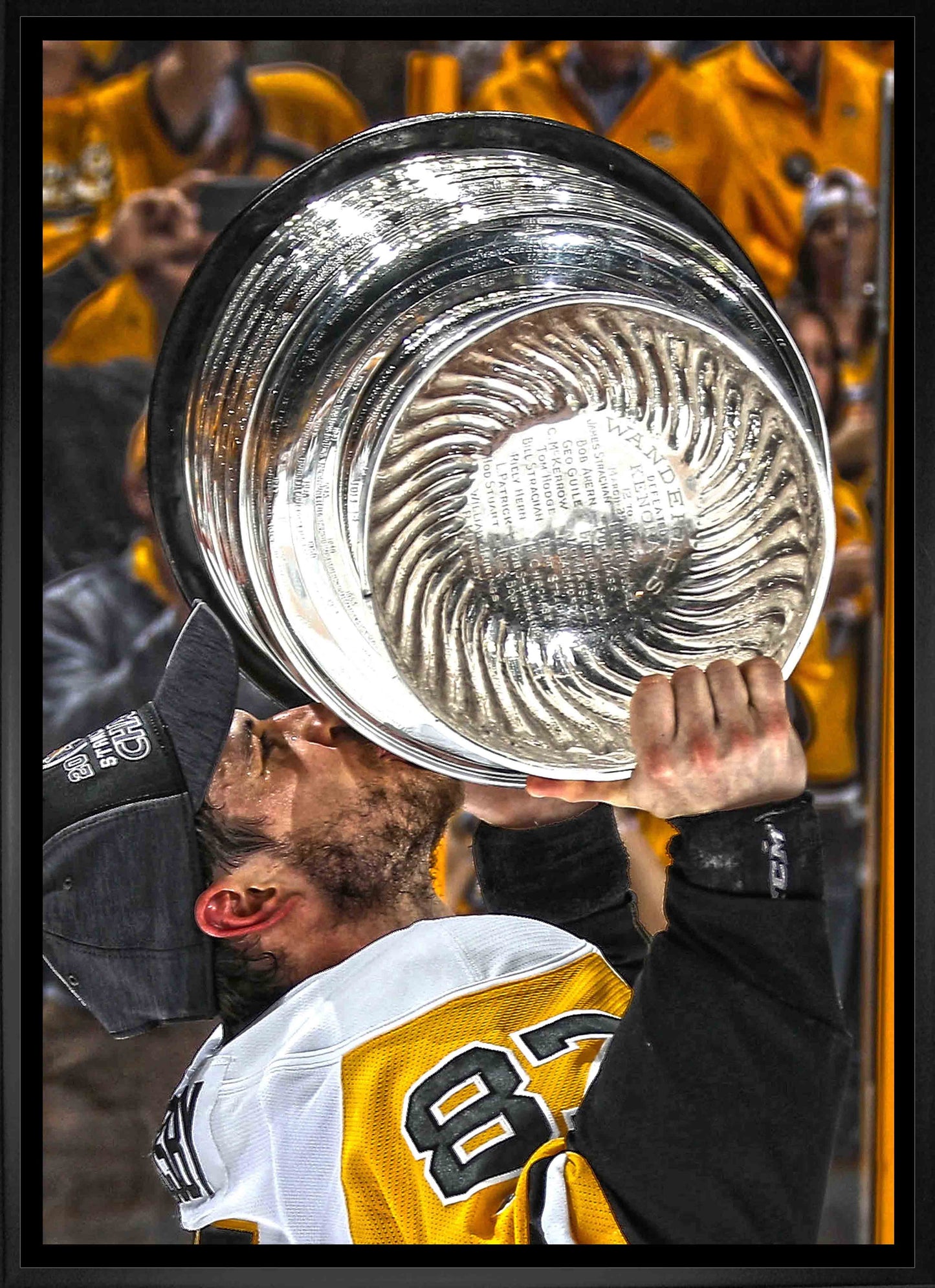 Sidney Crosby Pittsburgh Penguins Framed 20x29 Kissing Cup Canvas Frameworth Sports Marketing