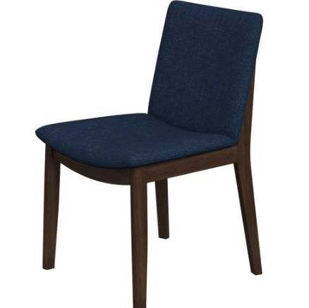 Laura Blue Linen Solid Wood Dining Chair Set Of 2 Mid-Century Modern Style - Velora