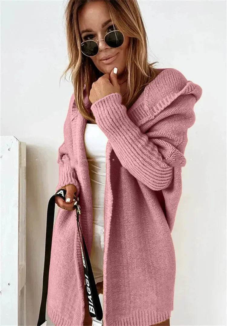 Oversized Head cover Knitted Long Kimono Cashmere Cardigan for Women - Velora