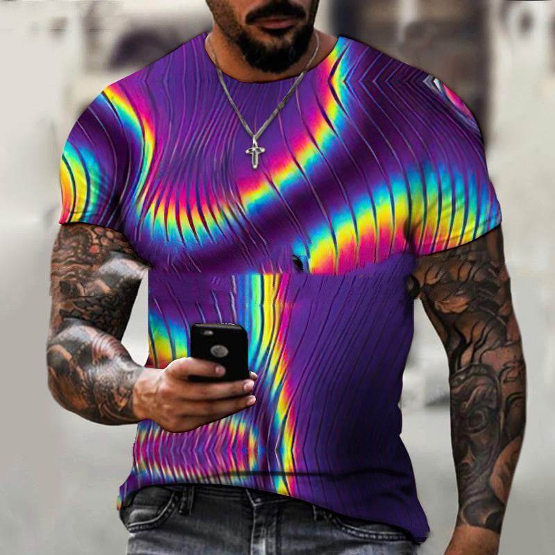 Men's Black Tech 3D Printed Short Sleeve T-Shirt