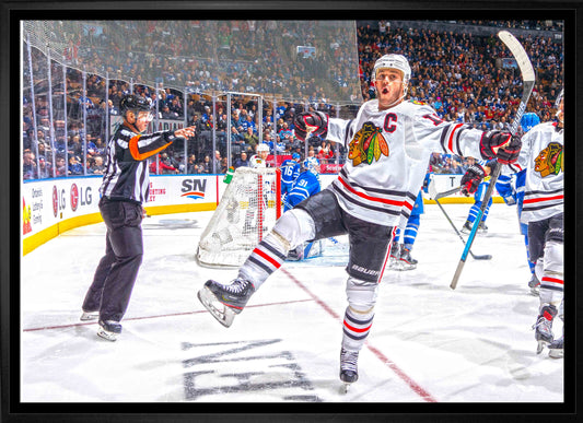 Jonathan Toews Chicago Blackhawks Framed 20x29 Goal Celebration Canvas Frameworth Sports Marketing