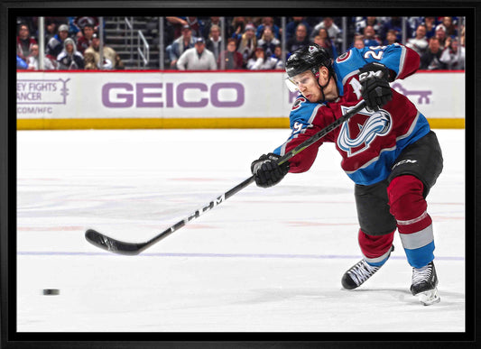 Nathan MacKinnon Colorado Avalanche Framed 20x29 Shooting Canvas Frameworth Sports Marketing