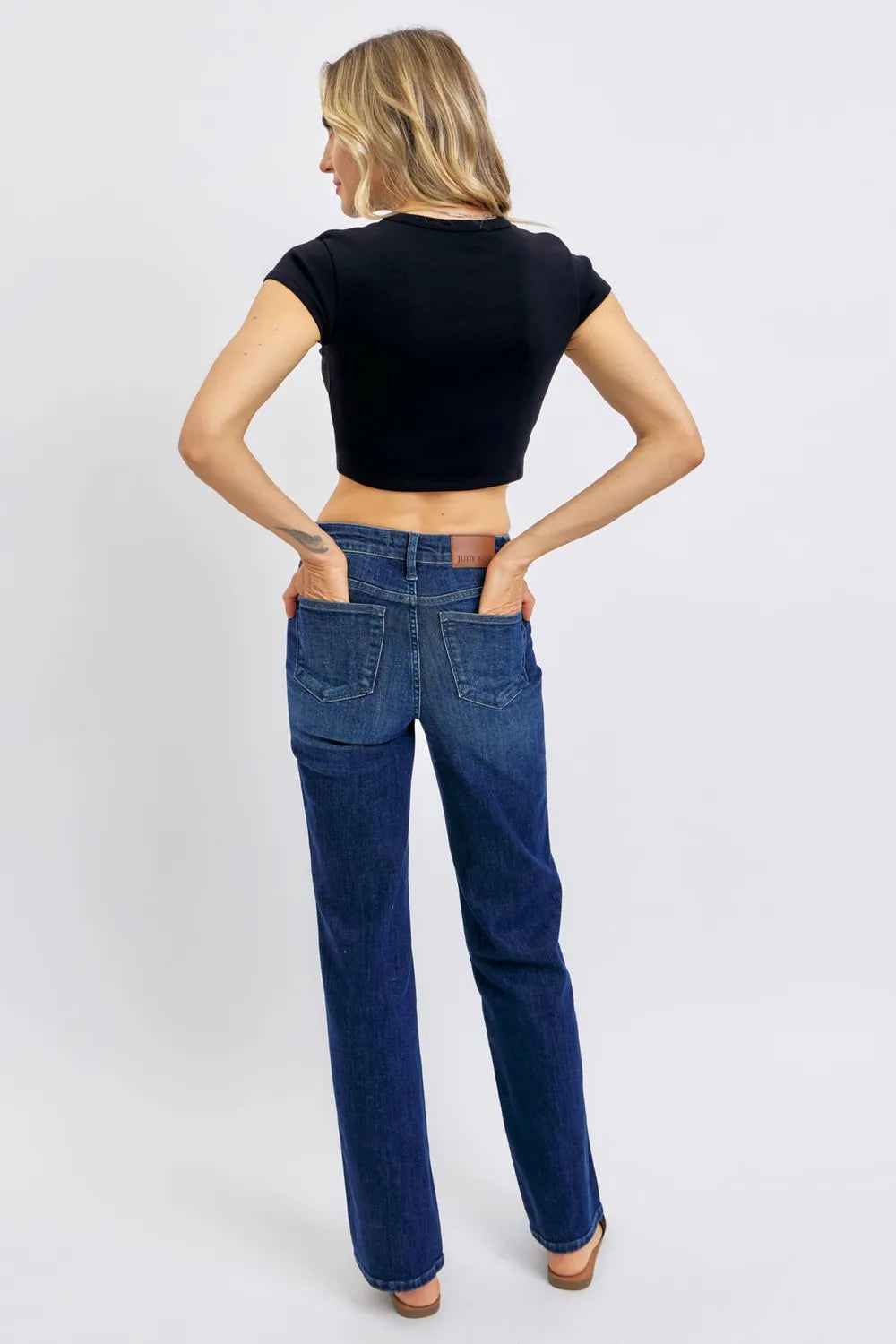 Judy Blue Full Size Tummy Control Straight Jeans Plus Size - Velora