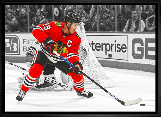 Jonathan Toews 20x29 Canvas Framed Blackhawks vs Golden Knights-H Frameworth Sports Marketing