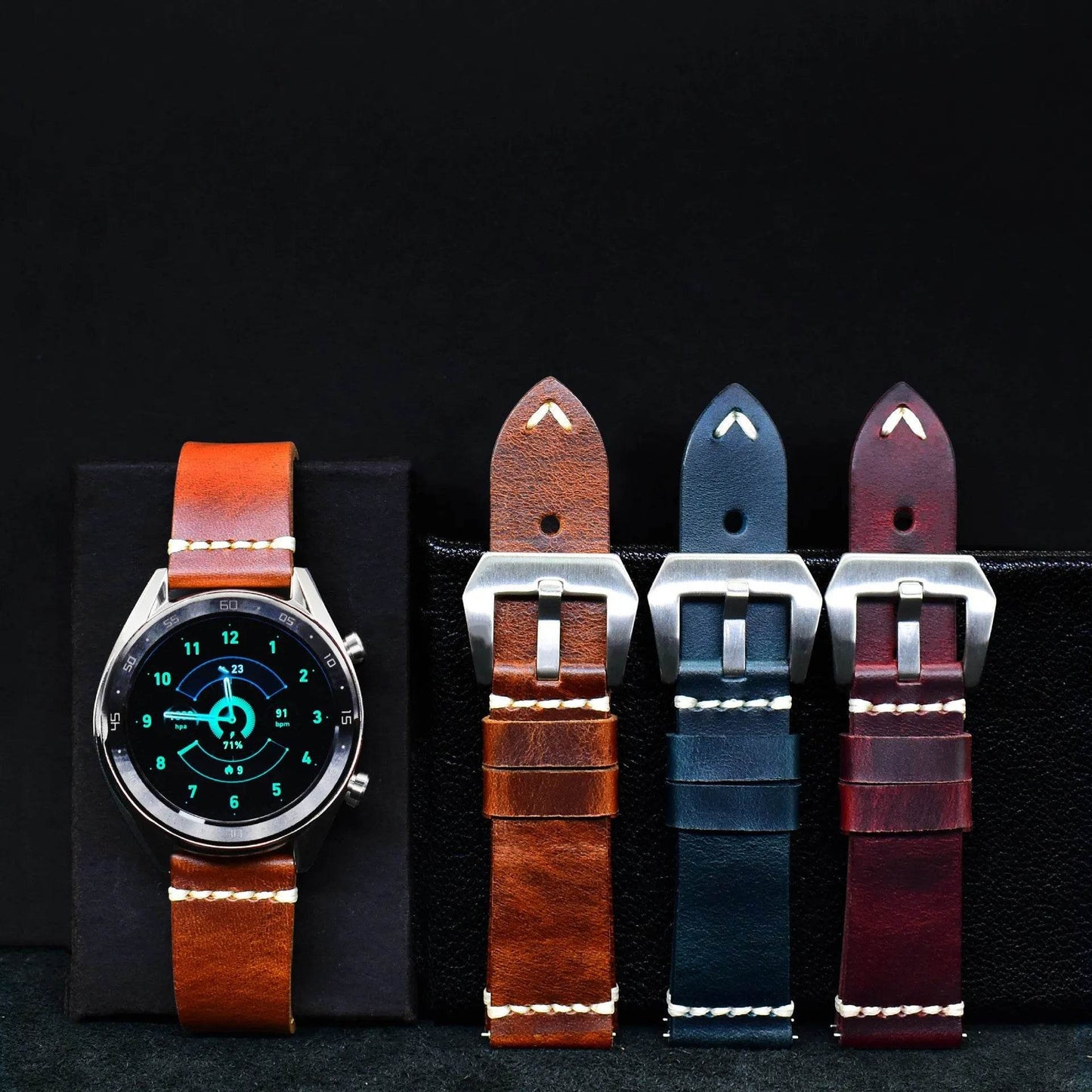 Discoloring Oil Wax Top Layer Cowhide Watch Strap - Velora