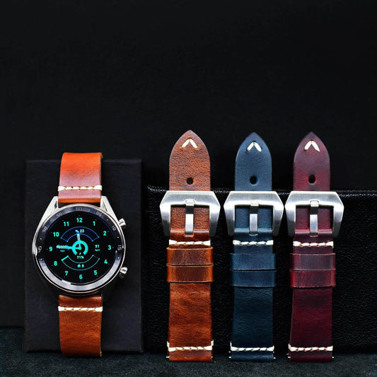 Discoloring Oil Wax Top Layer Cowhide Watch Strap - Velora