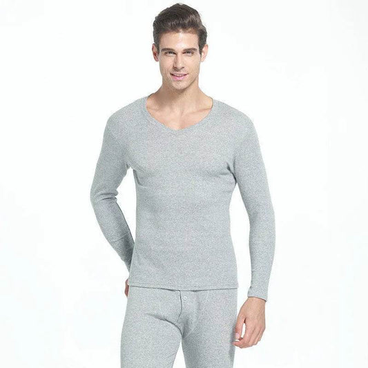 2pcs Cotton Thermal underwear Long John Loungewear Outfit set men - Velora