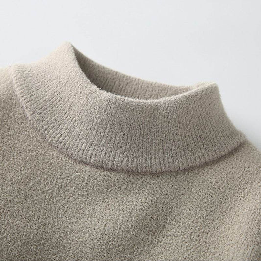 One-piece Velvet Sweater Men's Mock Neck Knitted Sweater Fashion Knitting Pullovers Men Autumn Winter Daily Casual Warm Pullover Sweaters Man - Velora