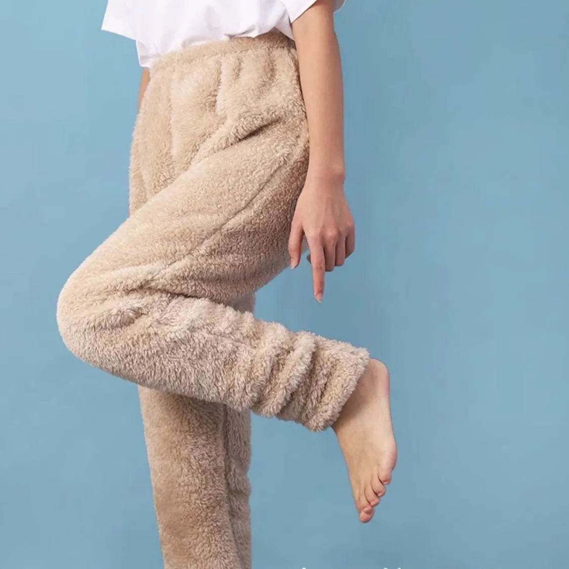 Women Coral Fleece Socks Leggings Winter Warm Sleepwear Ankles Knees Guard Women Home Pants Thick Pajamas Pant - Velora