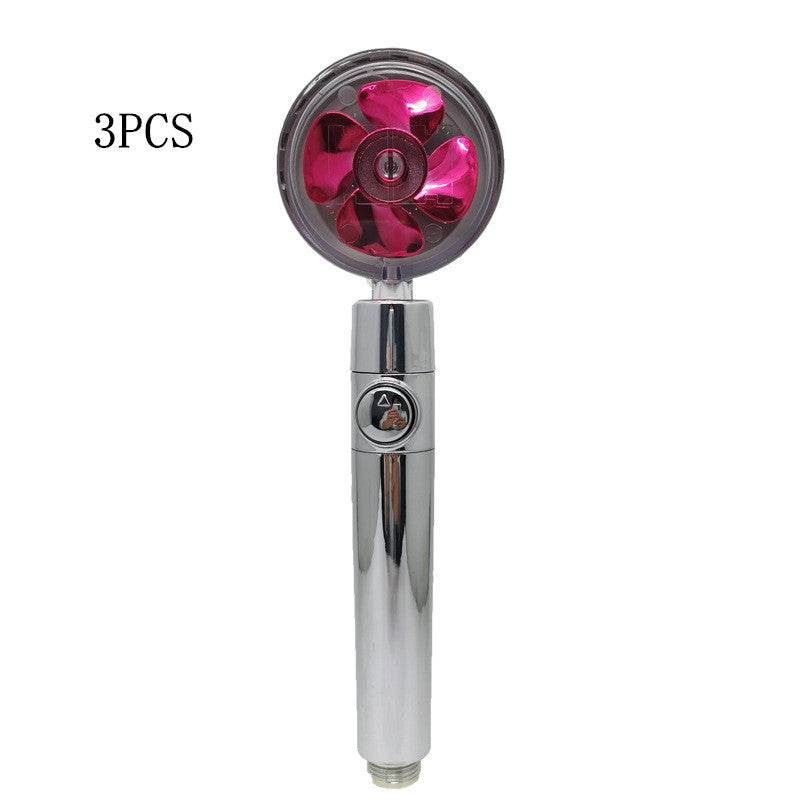 Propeller Driven Shower Head With Stop Button And Cotton Filter Turbocharged High Pressure Handheld Shower Nozzle - Velora