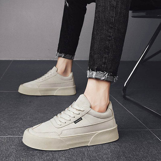 Casual Board Flat Shoes Men Breathable Thick-soled Lace-up Sneakers For Walking Running - Velora