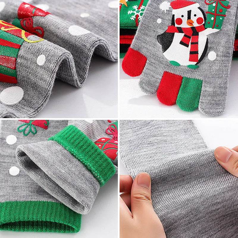 Cute Winter Christmas socks Five-finger Elastic absorbent Split-toe - Velora