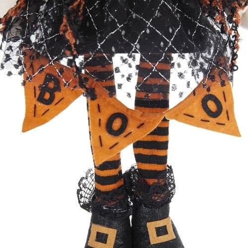 8.3x5x24 Fabric Standing Gnome W Orange Banner Spring Body, For Halloween Decor - Velora