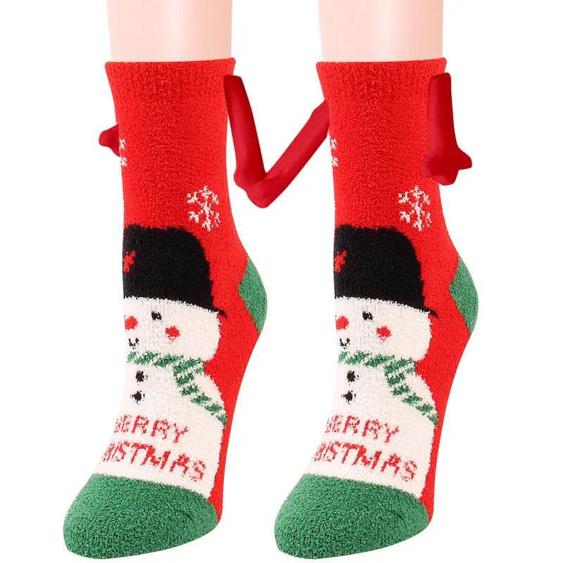 Soft Carton Christmas-themed Fleece Winter Home socks for Women - Velora