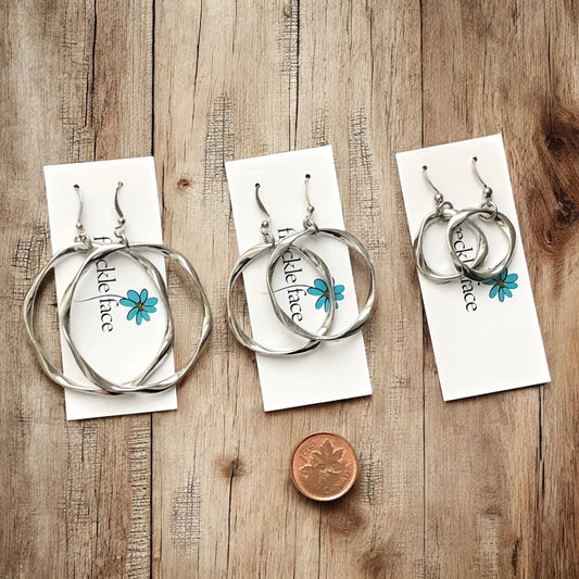 Lightweight Twisted Hoop Earrings – Non-Tarnish Rhodium Plated - Velora