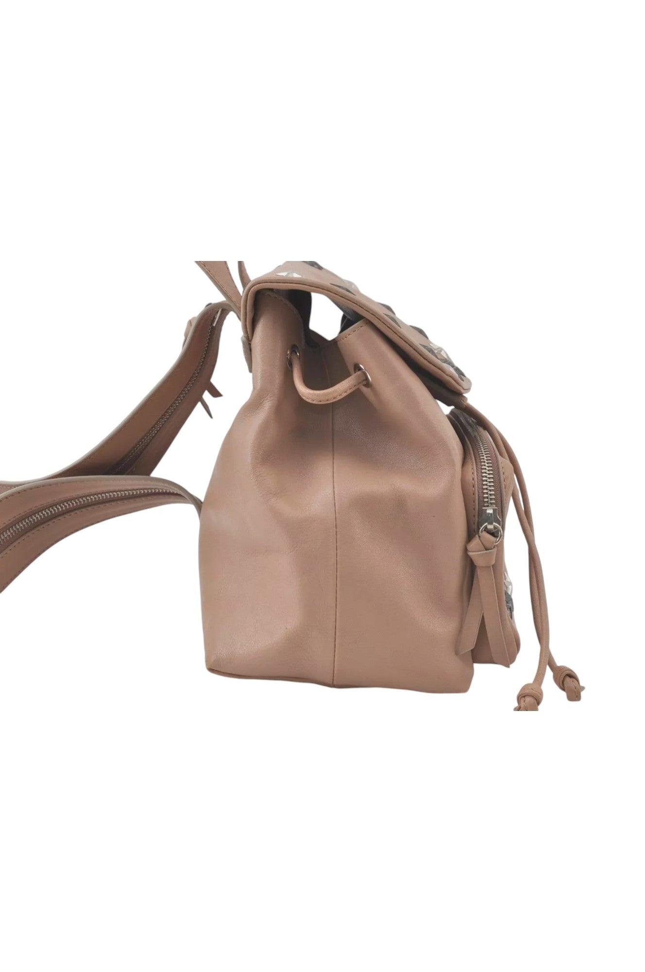 JIMMY CHOO Vintage Stella Star Studs Leather Backpack Pink Beige 7492K - Velora