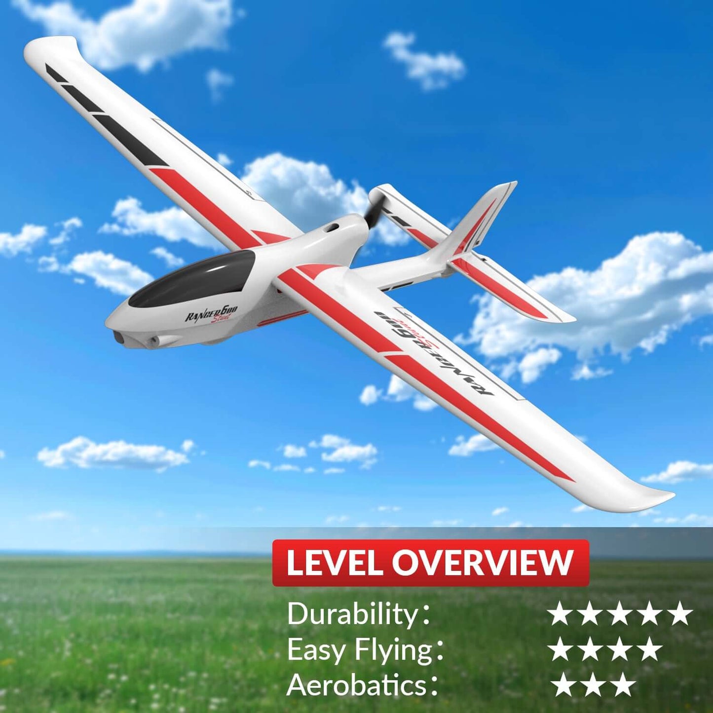 VolantexRC Ranger 600 V2 4CH RC Airplane with XPilot Gyro and One-Key Aerobatics - Velora Luxury Fashion