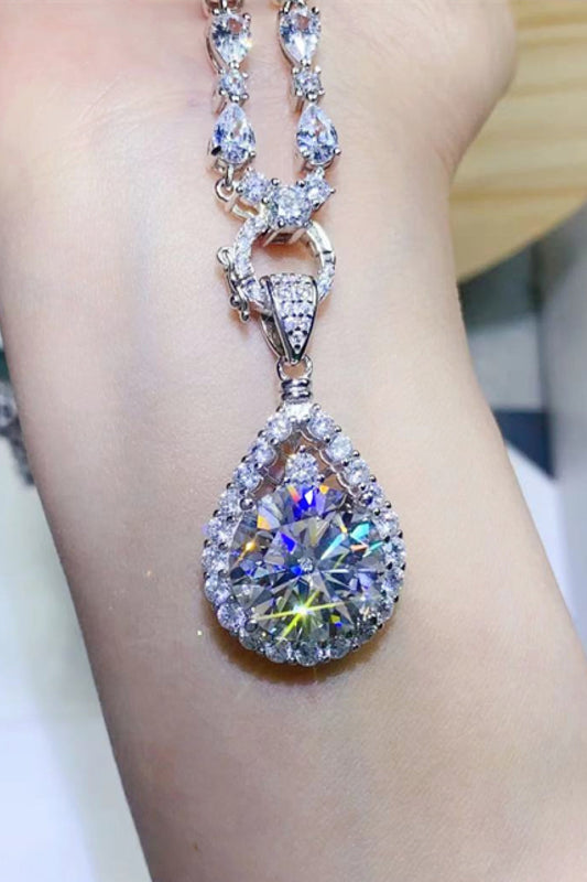 10 Carat Moissanite Teardrop Pendant Platinum-Plated Necklace https://like2b-uy