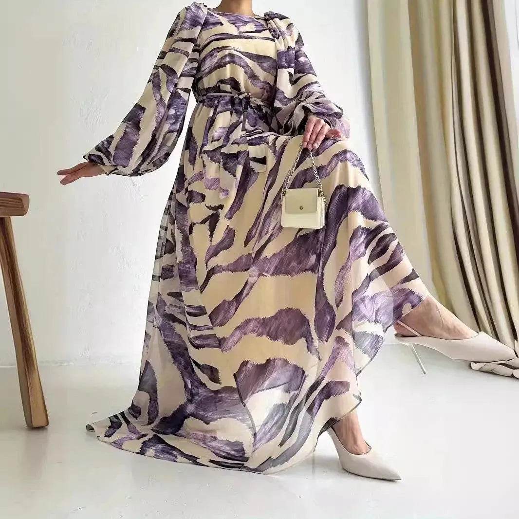 Elegant Printed Mum Long Maxi Dress - Velora