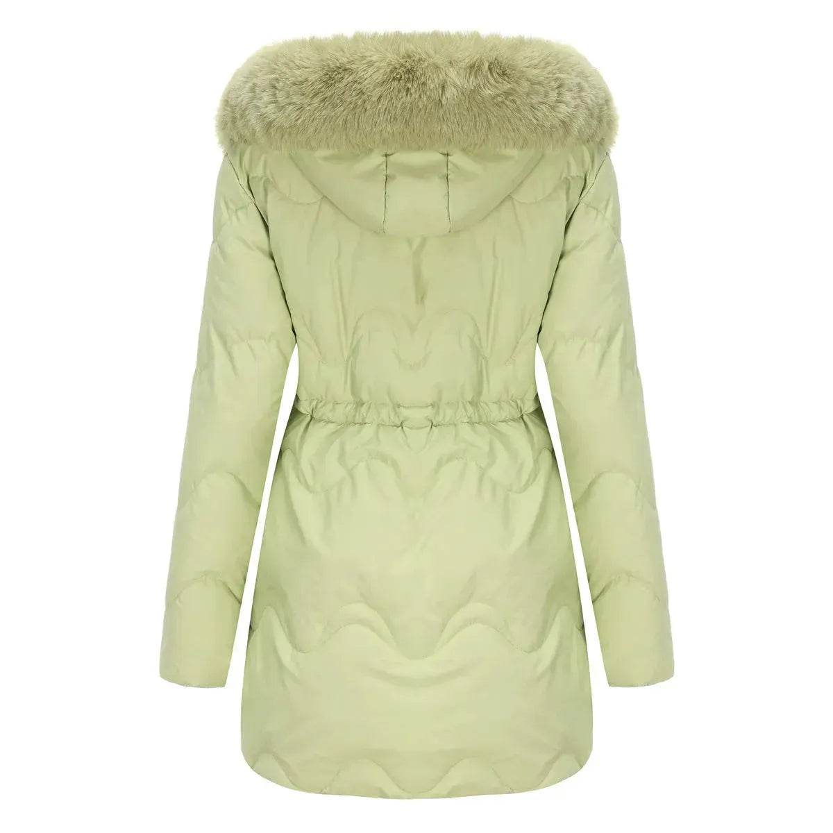 Autumn Winter Fur Collar cotton padded long winter jacket for women - Velora