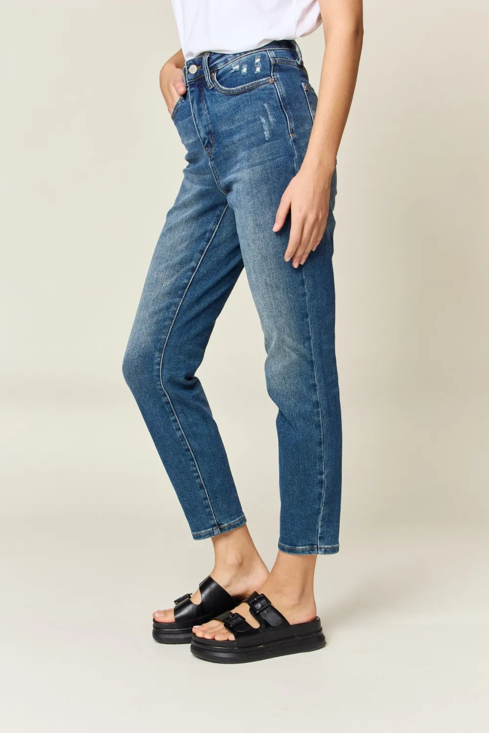 Judy Blue Full Size Tummy Control High Waist Slim Jeans - Velora