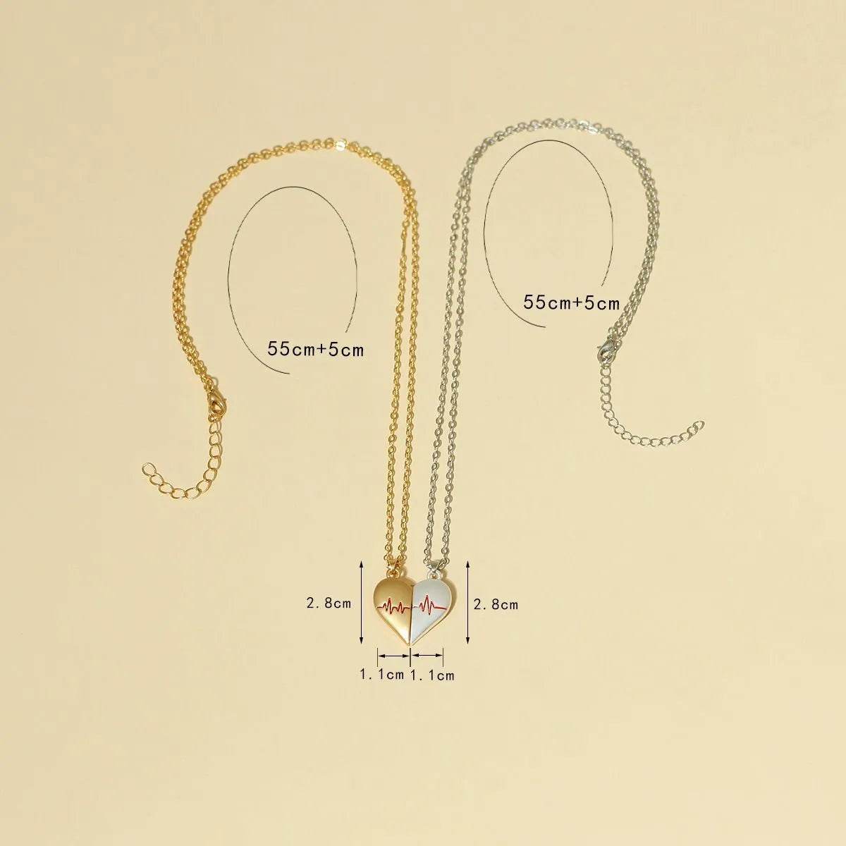 Heartbeat Magnetic Heart Necklace Love Couple Jewelry - Velora